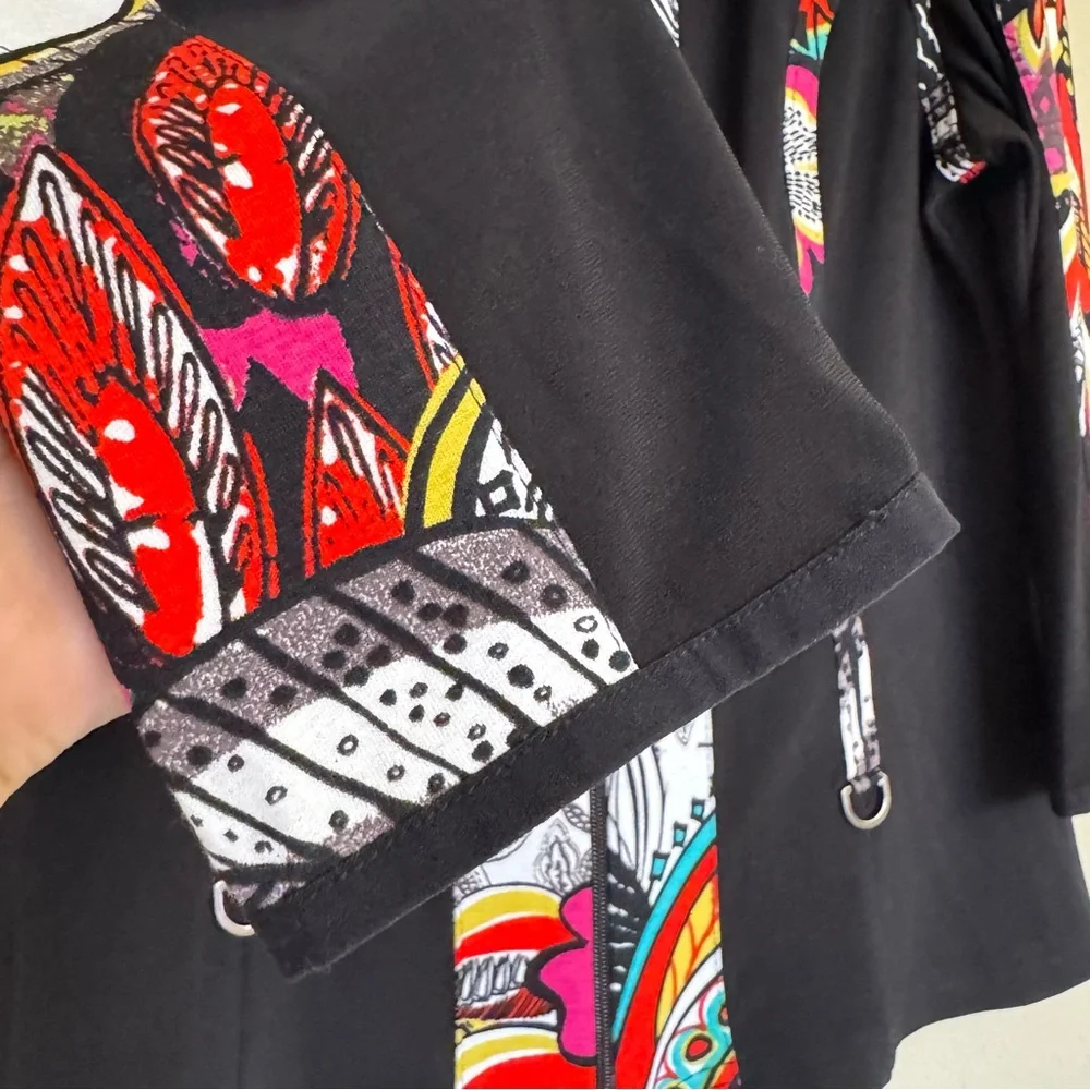 Joseph Ribkoff Vtg Jacket Top Vibrant Color Floral Print Hibiscus Women Size 12 - Picture 8 of 14